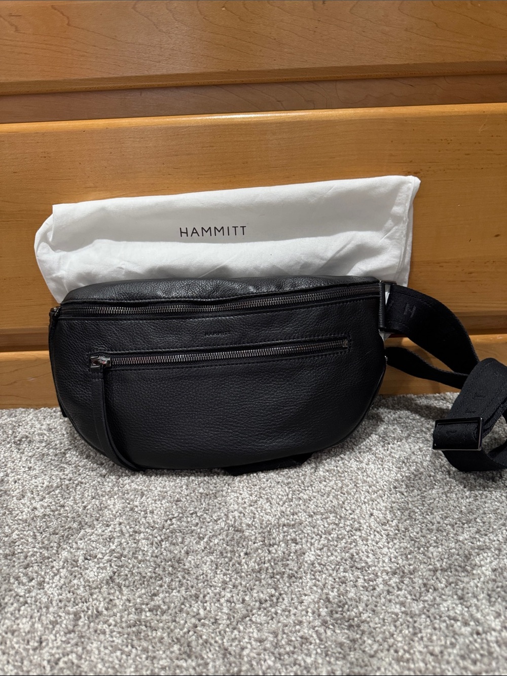 Hammitt Charles Large Black Leather Belt Bag